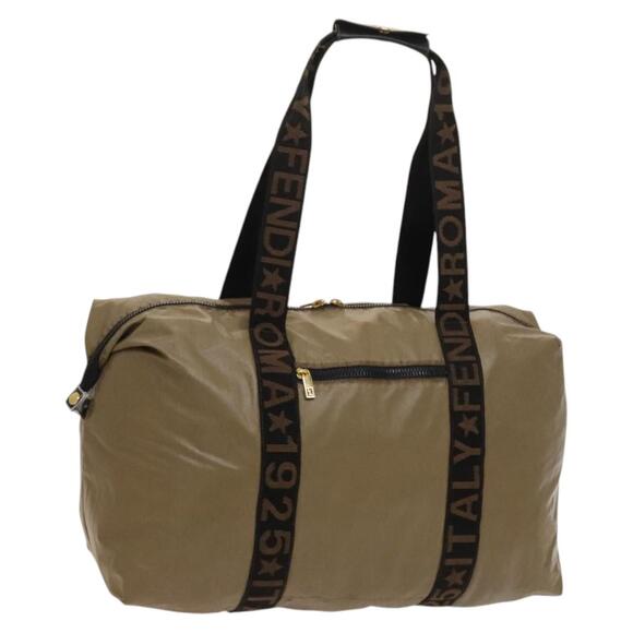 FENDI Boston Bag Nylon Brown Gold - Picture 1 of 12
